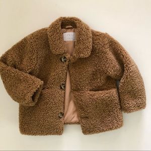 Zara sz 6 girls faux fur teddy shearling coat